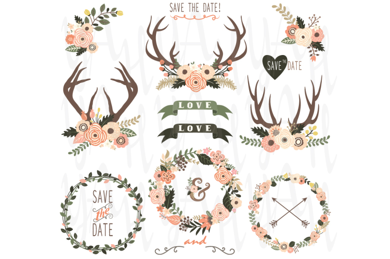 rustic-floral-antlers-wreath-elements