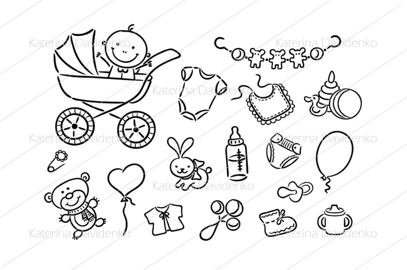 set-of-baby-things-pattern-and-frame