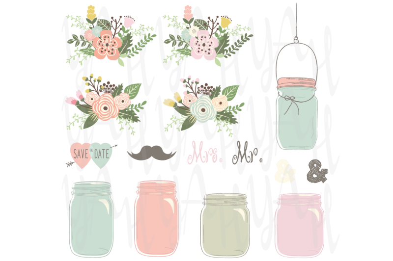 vintage-floral-mason-jar-set