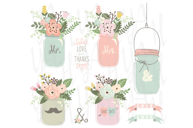 vintage-floral-mason-jar-set