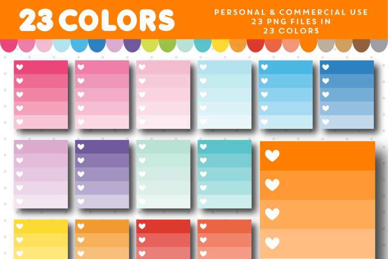 checkbox-clipart-with-5-rows-in-ombre-colors-with-hearts-cl-956