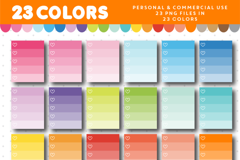 checkbox-clipart-with-5-rows-in-ombre-colors-with-hearts-cl-959