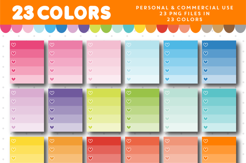 checkbox-clipart-with-5-rows-in-ombre-colors-with-hearts-cl-961