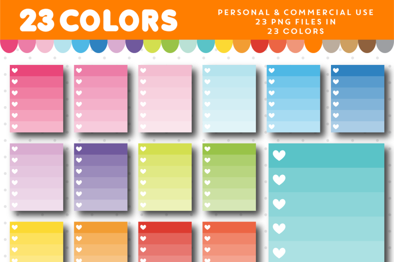 checkbox-clipart-with-6-rows-in-ombre-colors-with-hearts-cl-957