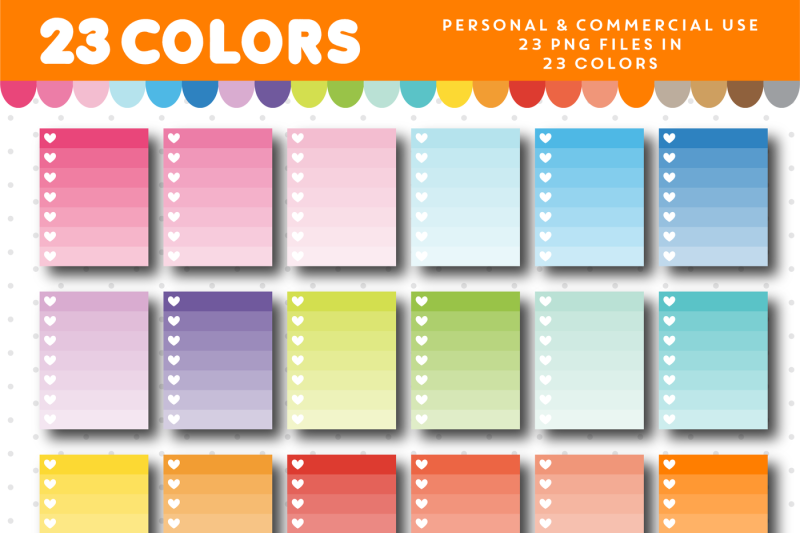 checkbox-clipart-with-7-rows-in-ombre-colors-with-hearts-cl-958