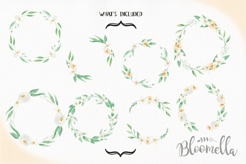 white-and-yellow-floral-wreath-flowers-borders-watercolor-wedding