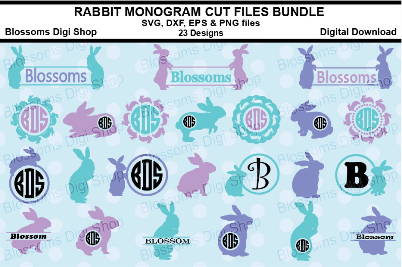 rabbit-monograms-bundle-svg-eps-dxf-and-eps-files