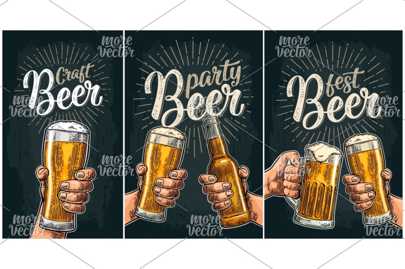 hands-holding-beer-glass-and-bottle-vintage-vector-color-engraving