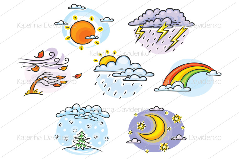 cartoon-weather-set