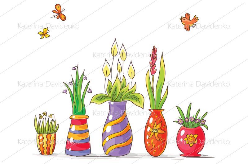 colorful-vases-with-flowers-in-a-row