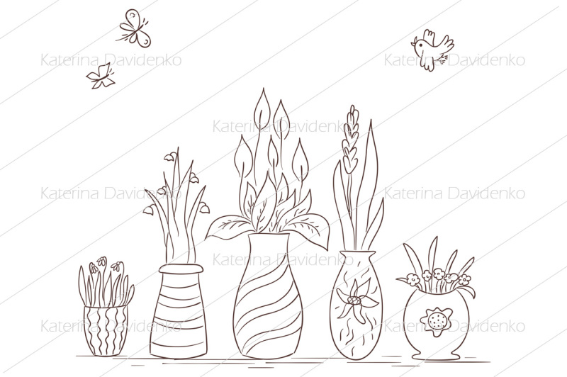 colorful-vases-with-flowers-in-a-row