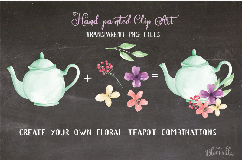 teapot-elements-watercolor-floral-flowers-pastel-pretty-afternoon-tea