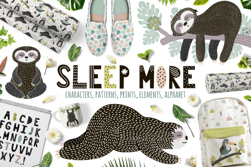 sleep-more-sloths-graphic-pack