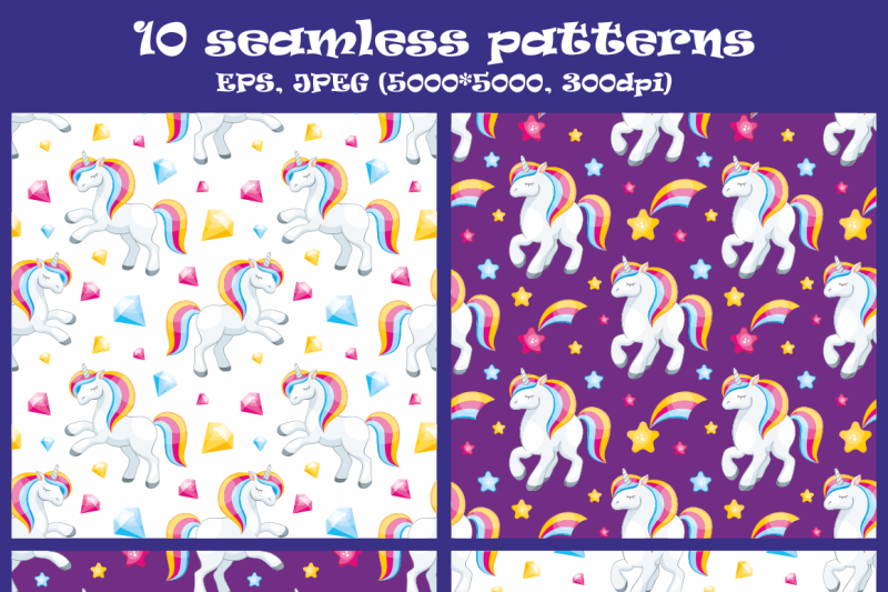 magical-unicorns-seamless-patterns