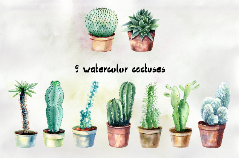 watercolor-cactuses