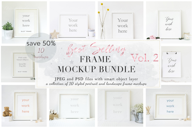 Free 10× Floral Frame Mockup Bundle (PSD Mockups)