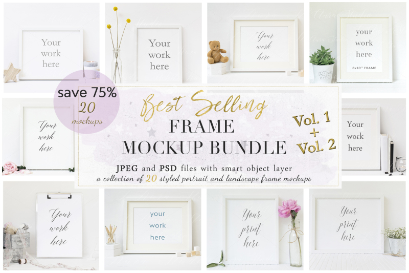 Free 20× Floral Frame Mockup Bundle (PSD Mockups)