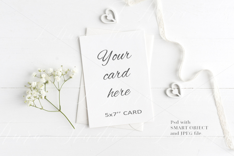 Free Wedding Floral 5x7 Card Mockup - crd214 (PSD Mockups)