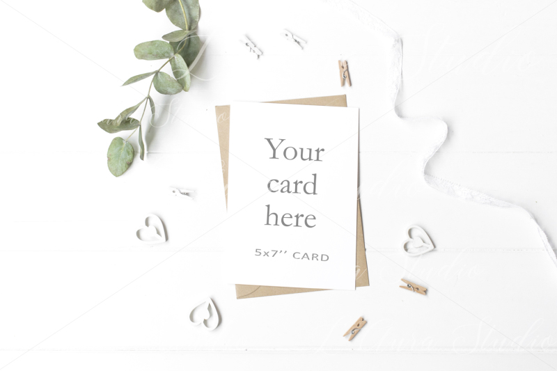 Free 5x7 inch Wedding Kraft Card Mockup - crd153 (PSD Mockups)