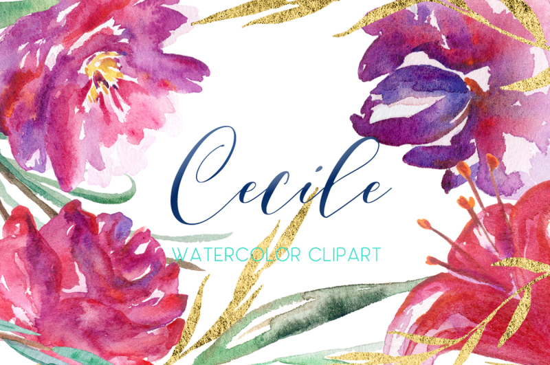 cecile-red-roses-watercolor-clipart