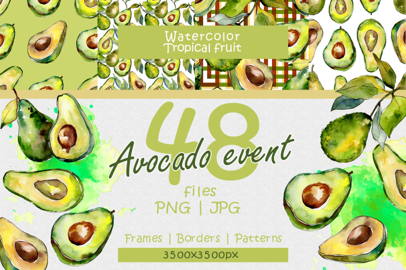 avocado-event-png-watercolor-set