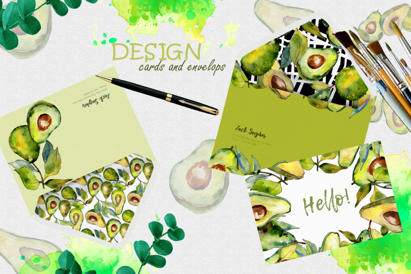 avocado-event-png-watercolor-set