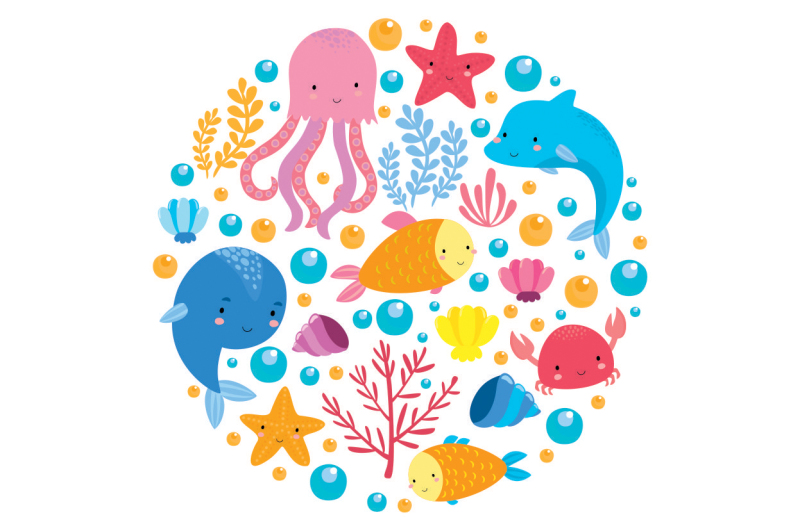 underwater-animals-set