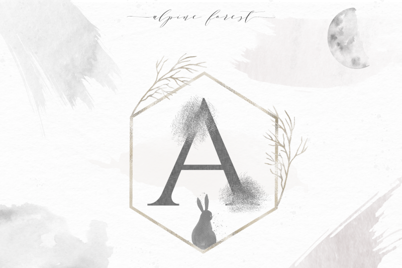 alpine-forest-watercolor-alphabet-animals-and-design-elements