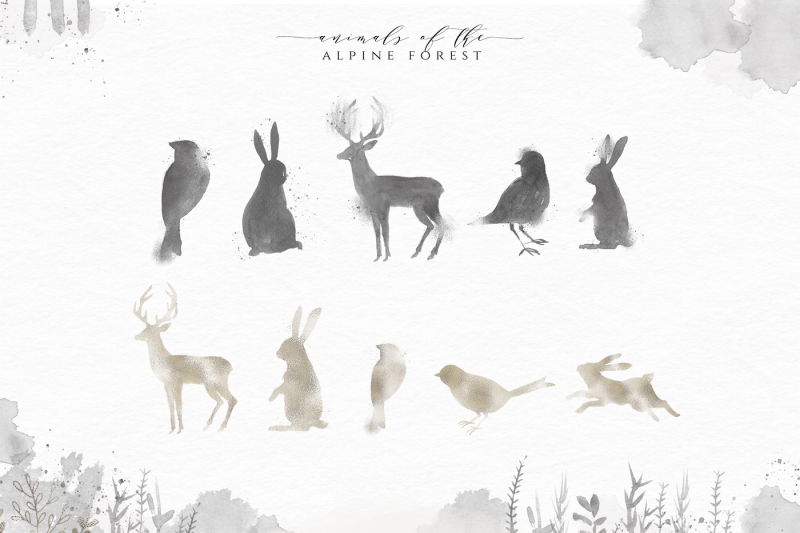 alpine-forest-watercolor-alphabet-animals-and-design-elements