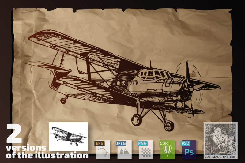 plane-on-old-paper-background