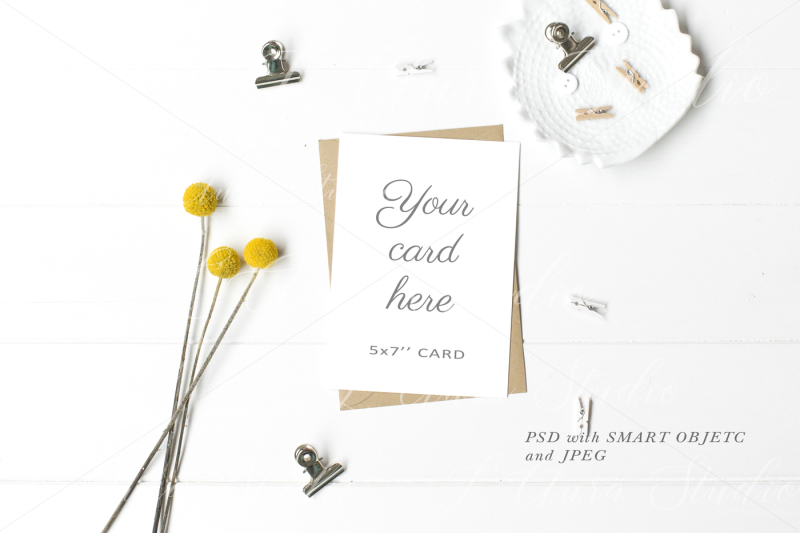 Free Wedding Stationery 5x7'' Mockup - crd167 (PSD Mockups)