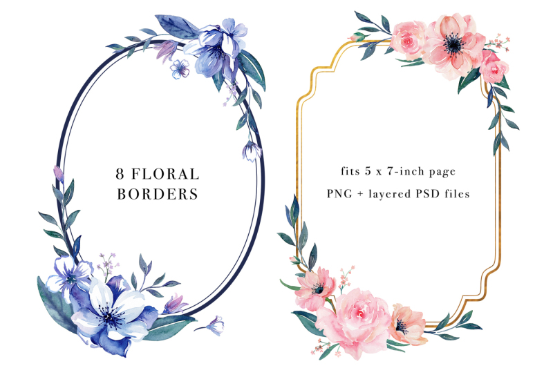 floral-borders-watercolor-design-set