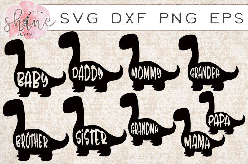Download Dinosaur Family Bundle of 9 SVG PNG EPS DXF Cutting Files By Poppy Shine Design | TheHungryJPEG.com