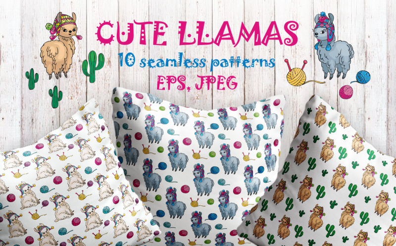 cute-llamas-doodles-seamless-patterns
