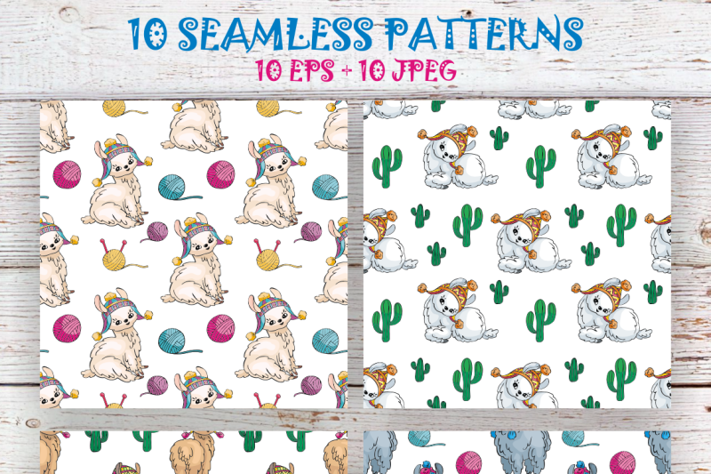 cute-llamas-doodles-seamless-patterns