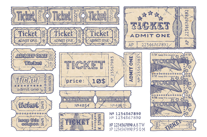 retro-tickets-set