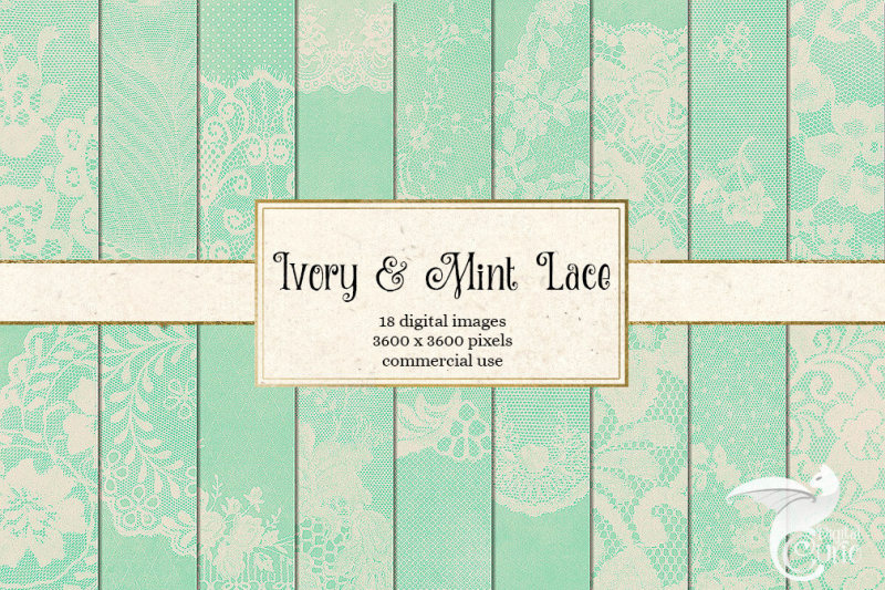 ivory-and-mint-lace-digital-paper