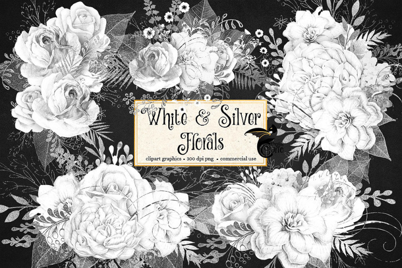 white-and-silver-floral-clipart