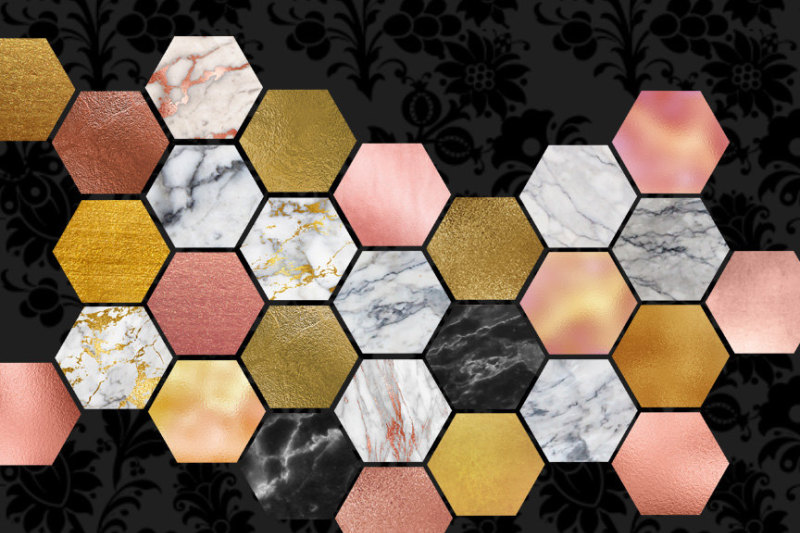 marble-gold-hexagons