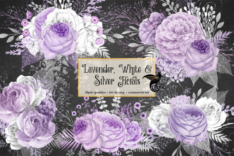 lavender-white-and-silver-florals