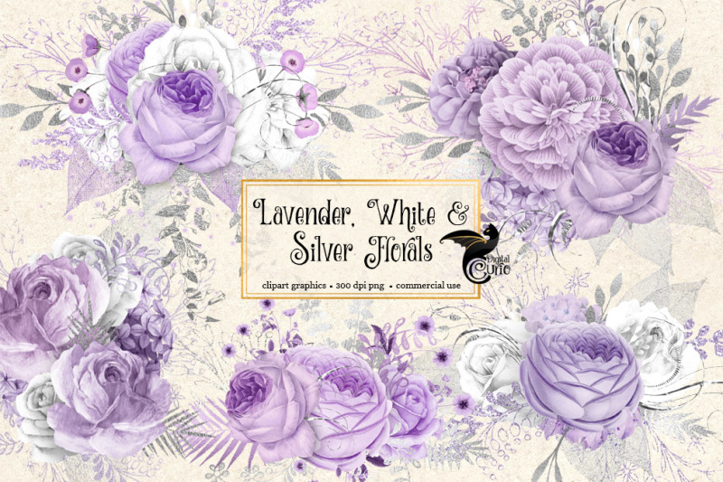 lavender-white-and-silver-florals