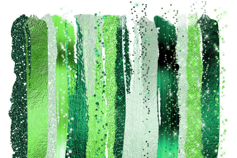 green-glam-paint-strokes-clipart