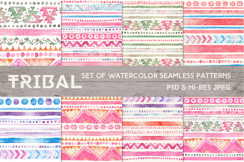 tribal-watercolor-seamless-patterns