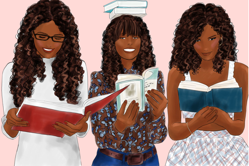 girls-with-books-2-black-girl-clipart-book-stickers