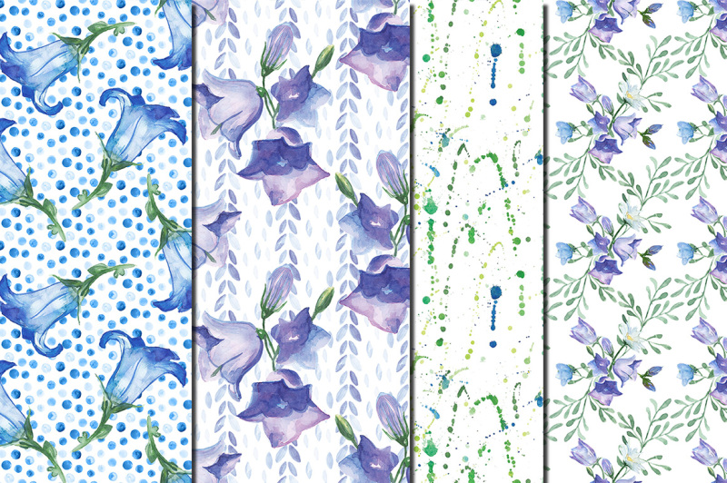 watercolor-bellflowers-seamless-patterns