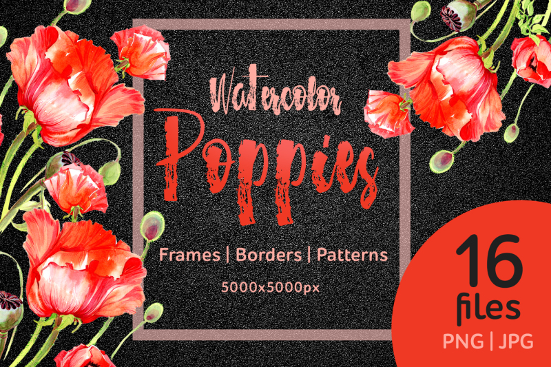 watercolor-red-poppies-png-flower-set