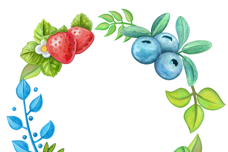watercolor-berries-and-leaves