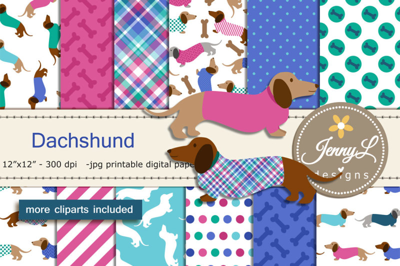 dachshund-dog-digital-papers-and-clipart