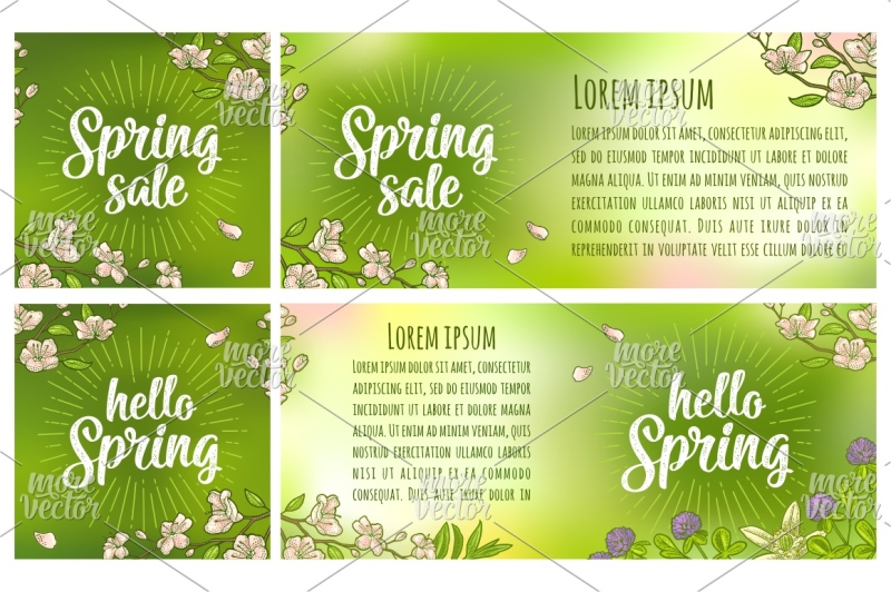 hello-sale-spring-lettering-vector-color-vintage-engraving-on-green-a