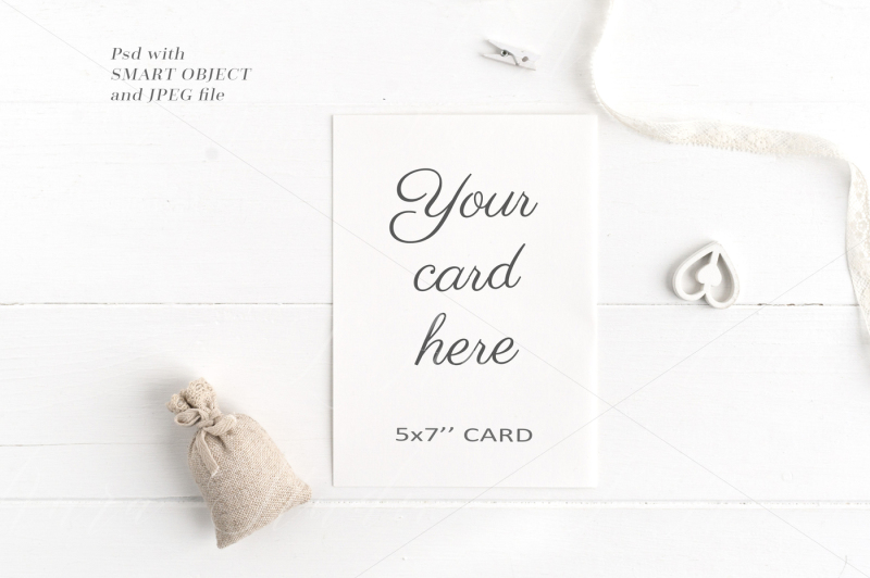 Free Wedding 5x7 Card Mockup - crd210 (PSD Mockups)